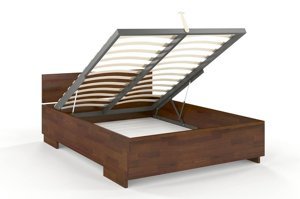 Łóżko drewniane sosnowe Visby Bergman High BC (skrzynia na pościel) / 180x200 cm, kolor palisander
