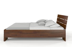 Łóżko drewniane sosnowe Visby SANDEMO High BC Long (Skrzynia na pościel) / 140x220 cm, kolor orzech