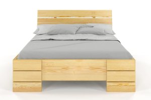 Łóżko drewniane sosnowe Visby SANDEMO High BC Long (Skrzynia na pościel) / 180x220 cm, kolor biały