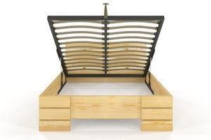 Łóżko drewniane sosnowe Visby SANDEMO High BC Long (Skrzynia na pościel) / 180x220 cm, kolor palisander