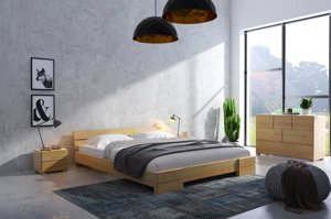 Łóżko drewniane sosnowe Visby Sandemo / 180x200 cm, kolor orzech