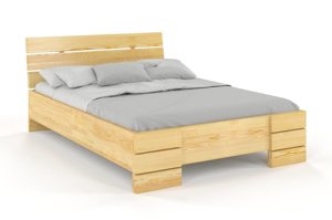 Łóżko drewniane sosnowe Visby Sandemo HIGH & BC (Skrzynia na pościel) / 140x200 cm, kolor naturalny