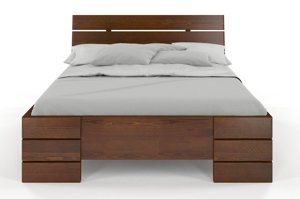 Łóżko drewniane sosnowe Visby Sandemo High / 160x200 cm, kolor palisander