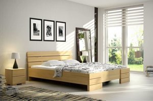 Łóżko drewniane sosnowe Visby Sandemo High / 180x200 cm, kolor orzech