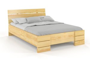 Łóżko drewniane sosnowe Visby Sandemo High / 200x200 cm, kolor orzech