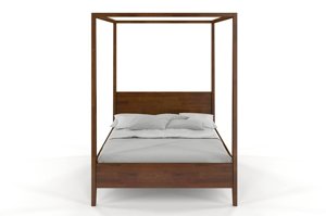 Łóżko drewniane sosnowe z baldachimem Visby CANOPY / 160x200 cm, kolor palisander