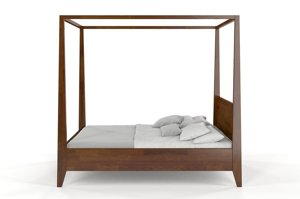 Łóżko drewniane sosnowe z baldachimem Visby CANOPY / 160x200 cm, kolor palisander