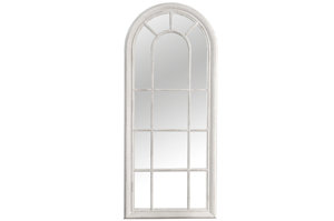 Lustro w kształcie okna ze szprosami CASTILLO białe przecierane