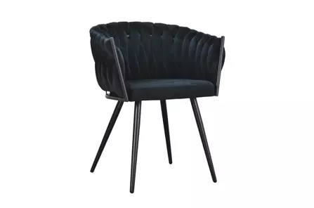Nowoczesne krzesło SARA BLACK z plecionym oparciem