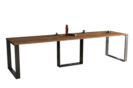 Nowoczesny rozkładany stół BORYS MAX na metalowych nogach 130-250 x 85 cm (dąb stirling)