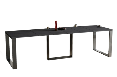 Nowoczesny rozkładany stół BORYS na metalowych nogach 130-210 x 80 cm (ciemny beton)