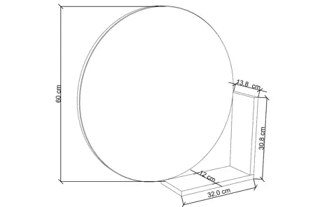 Okrągłe granatowe lustro z półką Skandica LUCIJA  / średnica 60 cm