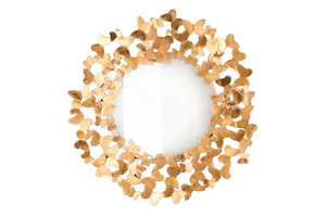 Okrągłe lustro BUTTERFLY złote / 78 cm