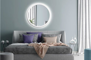 Okrągłe lustro SCANDINAVIA BOLD z oświetleniem LED / rama dostępna w 5 kolorach