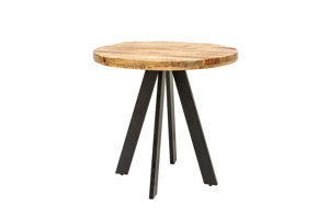 Okrągły stół do jadalni IRON CRAFT / blat z drewna mango, śr. 80 cm