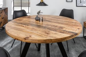 Okrągły stół do jadalni IRON CRAFT / blat z drewna mango / średnica 120 cm