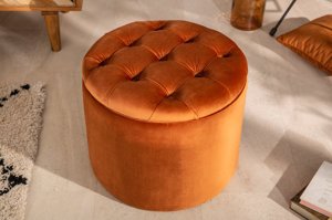 Pomarańczowy tapicerowany puf MODERN BAROCK ze schowkiem