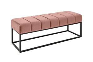 Różowa tapicerowana ławka PETIT BEAUTE na metalowych nogach