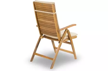 Składane krzesło ogrodowe SINTRA z drewna akacjowego z beżową poduszką