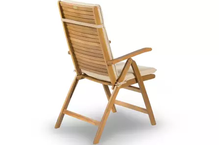 Składane krzesło ogrodowe SINTRA z drewna akacjowego z beżową poduszką