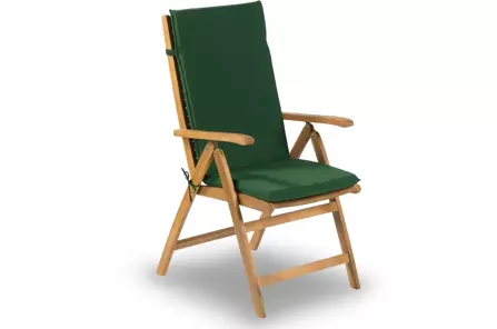 Składane krzesło ogrodowe SINTRA z drewna akacjowego z zieloną poduszką