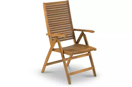Składane krzesło ogrodowe SINTRA z drewna akacjowego z zieloną poduszką