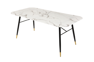 Stół PARIS ze szklanym blatem imitującym biały marmur 180x90 cm 