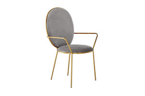 Szare tapicerowane krzesło na złotych nogach DELICATE GREY