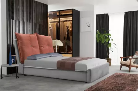 Tapicerowane łóżko SIESTA z zagłówkiem z poduszek