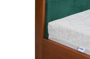 Tapicerowane łóżko drewniane bukowe Visby FRIDA z wysokim zagłówkiem / 120x200 cm, kolor biały, zagłówek French Velvet 663