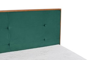 Tapicerowane łóżko drewniane bukowe Visby FRIDA z wysokim zagłówkiem / 140x200 cm, kolor orzech, zagłówek French Velvet 658