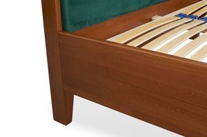 Tapicerowane łóżko drewniane bukowe Visby FRIDA z wysokim zagłówkiem / 140x200 cm, kolor palisander, zagłówek French Velvet 670