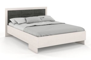 Tapicerowane łóżko drewniane - bukowe Visby KALMAR High BC (Skrzynia na pościel) / 120x200 cm, kolor palisander, zagłówek Casablanca 2301