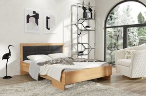 Tapicerowane łóżko drewniane - bukowe Visby KALMAR High BC (Skrzynia na pościel) / 140x200 cm, kolor biały, zagłówek Casablanca 2302