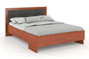 Tapicerowane łóżko drewniane - bukowe Visby KALMAR High BC (Skrzynia na pościel) / 140x200 cm, kolor biały, zagłówek Casablanca 2302