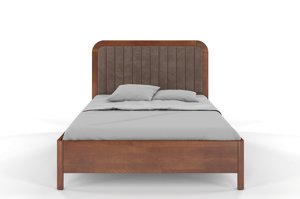 Tapicerowane łóżko drewniane bukowe Visby MODENA BC z wysokim zagłówkiem (skrzynia na pościel)
