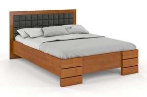 Tapicerowane łóżko drewniane - sosnowe Visby Gotland High
