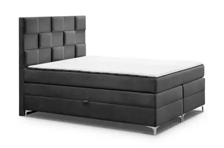 Tapicerowane łóżko kontynentalne RUUT z podwójnym materacem