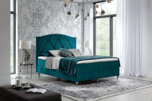 Tapicerowane łóżko kontynentalne do sypialni BRACCIANO w stylu glamour